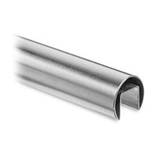 Round slotted tube for glass railing