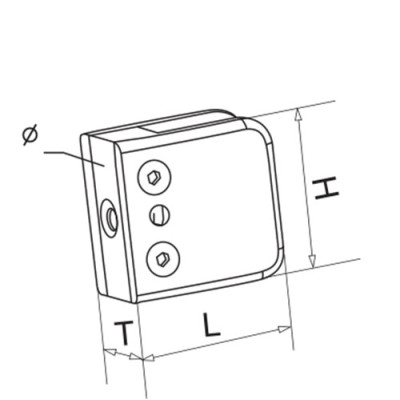 Square glass clamp 45x45mm by punching