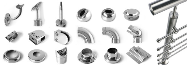 A collection of hot selling stainless steel stair handrail accessories popular in the Russian market