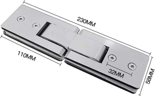 Rectangular stainless steel glass double-sided 180 degree shower glass door fixed hinge