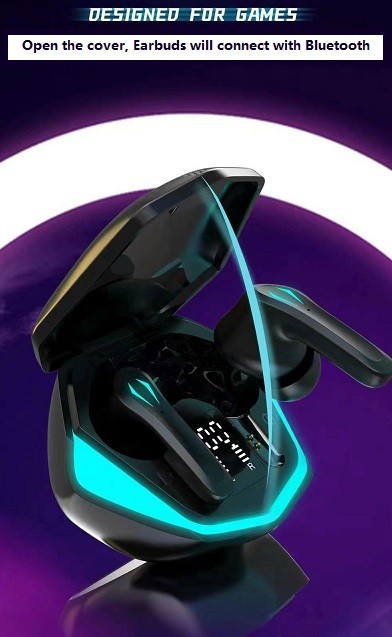 真正的无线耳塞适用于游戏蓝牙 5.1 耳机，带 LED 照明，批发 JY-TWS04