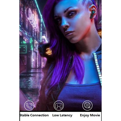 True Wireless Earbuds For Gaming Bluetooth 5.1 Headphones with LED lighting with wholesale JY-TWS04