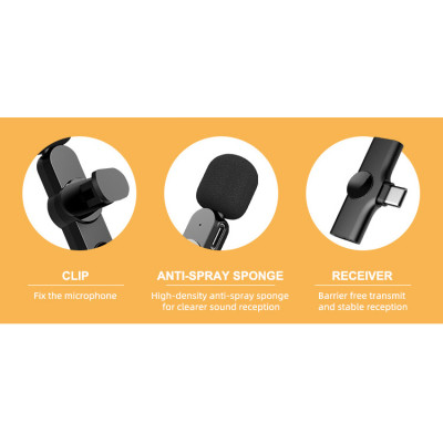 Wholesale Lavalier Wireless Microphone for Youtubers,Facebook Live Stream,Vloggers,Interview,Auto-syncs Clip-on Lapel Mic for PC (NO APP or Bluetooth is Needed) JY-RF02