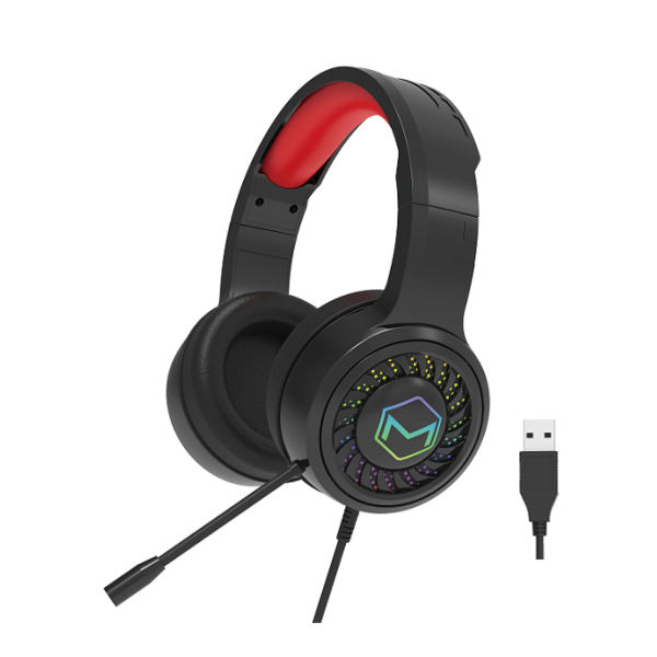 USB Gaming Headphone with ENC Noise cancelling Microphone and LED Lights | Over Ear Gaming Headset Wholesale, Compatible with PS4, PS5, Xbox One, Computer JY-M302A