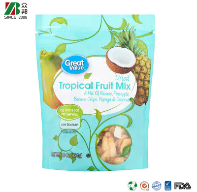 Customized Moisture Proof Plastic Snack Food Dried Fruit Packaging Bag with Zipper