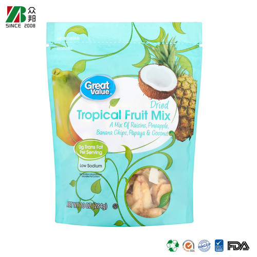 Customized Moisture Proof Plastic Snack Food Dried Fruit Packaging Bag with Zipper