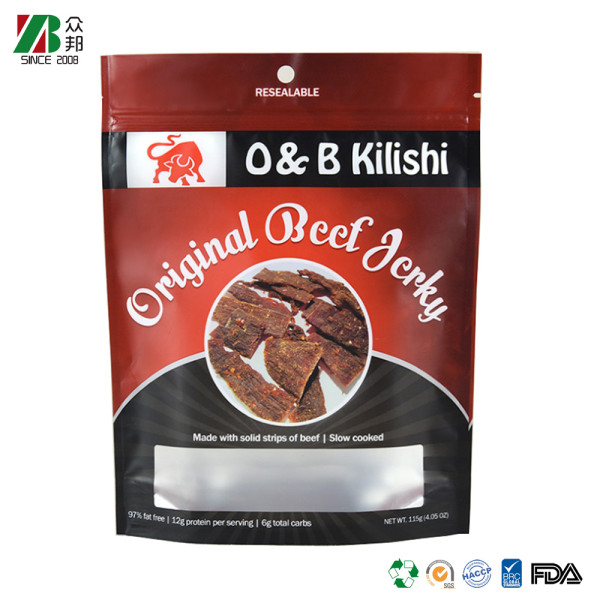 China Manufacturer Custom Dried Food Snack Beef Jerky Packaging Bags with Window