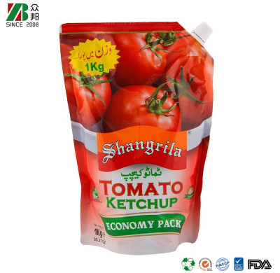 Food Grade Custom Printing Tomato Sauce Packaging Spout Pouch