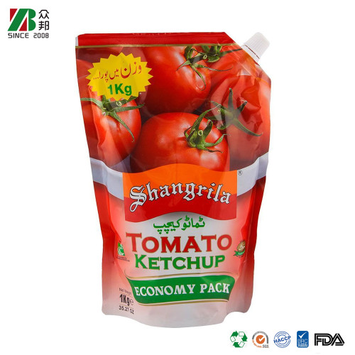 Food Grade Custom Printing Tomato Sauce Packaging Spout Pouch