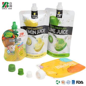 Custom Printed Food Grade Stand Up Spout Pouch For Fruit Juice