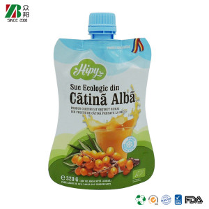 Custom Printed Food Grade Stand Up Spout Pouch For Fruit Juice