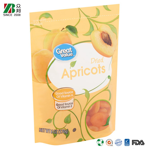 Stand up Printed Colorful Food Grade aluminium Foil Food Moisture Proof Agriculture Nuts Dry Fruits Ziplock Packaging Bags