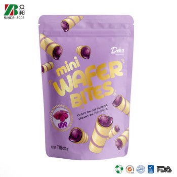 Custom LOGO Laminated Print Heat Seal Cookie Wafer Biscuits Stand Up Plastic Zip Lock Pouches Food Aluminum Foil Packing Zipper Bags