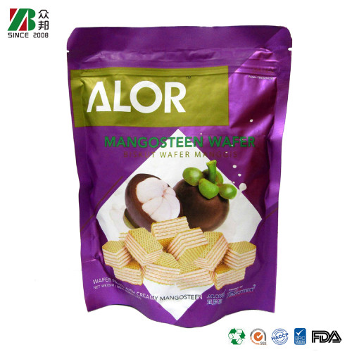 Custom LOGO Laminated Print Heat Seal Cookie Wafer Biscuits Stand Up Plastic Zip Lock Pouches Food Aluminum Foil Packing Zipper Bags