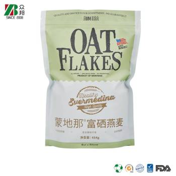 OEM Laminated Food Grade Plastic 500g 1kg Oats Wheat Flour Food Packaging Stand up Packaging Bags with Zipper