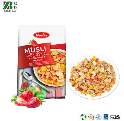 Custom Printed Mix Fruits Candy Milk Powder Nut Oatmeal Plastic Box Bottom Food Packing Pouch with Zipper