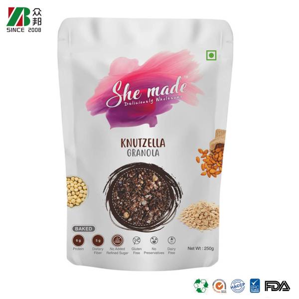 China Supplier Food Grade Stand Up Zip lock Plastic Packaging Granola Oatmeal Packaging Bag With Custom Printing