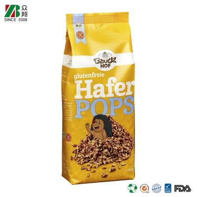 China Supplier Custom Printing Recyclable Foil Food Grade Square Bottom Granola Oatmeal Plastic Packaging Ziplock Bag
