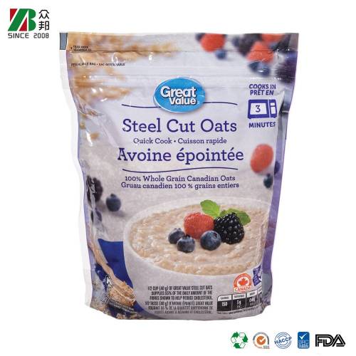 OEM Laminated Food Grade Plastic 500g 1kg Oats Wheat Flour Food Packaging Stand up Packaging Bags with Zipper