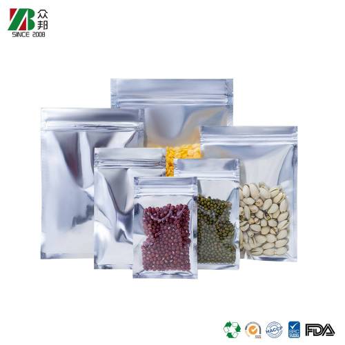 Custom Factory Three Sides Seal Translucent Semi Aluminized Vertical Cookies Candy Mix Nuts Tea Clear Food Packaging Bag with Zipper