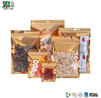 Flat Style Three Sided Seal Food Grade Tea Coffee Powder Cashew Foil Lined Aluminum Packaging  Zip Lock Bag with Clear Window
