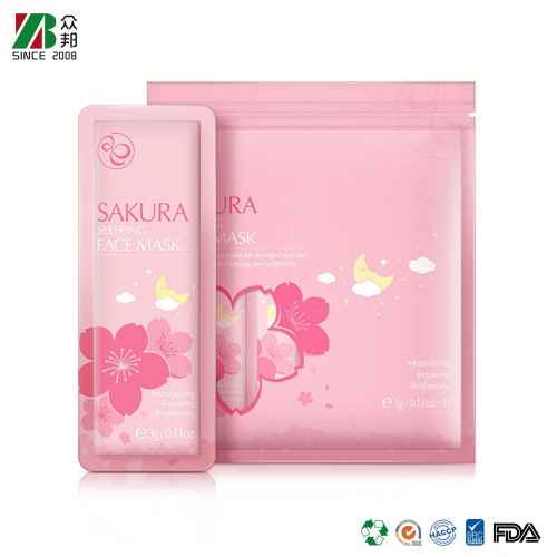 Custom Shaped High Barrier Flat Three Sided Seal Sachet Pouch Aluminum Foil  Cosmetic Skin Care Facial Mask Packaging Bags