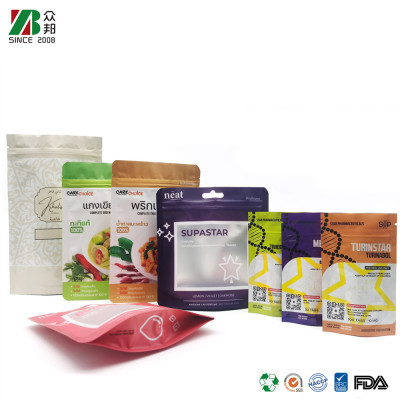 Customized Printed Standing up Aluminum Foil Plastic Pouch Spice Seasoning Food Packing Ziplock Bags with Clear Window