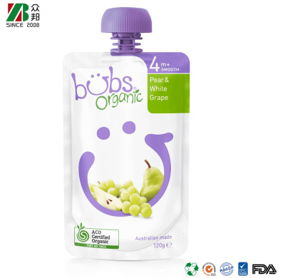 Custom Printing Clear Reusable Corner Aluminum Foil Stand Up Refill Squeeze Baby Soy Milk Juice Drink Pouch with Spout