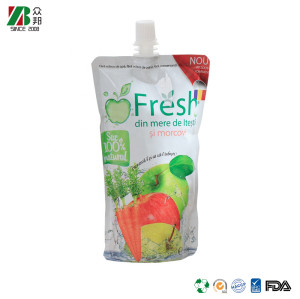 Custom Printed Aluminum Foil Stand Up Shaped Juice Drink Jelly Packaging Spout Pouch With Spout