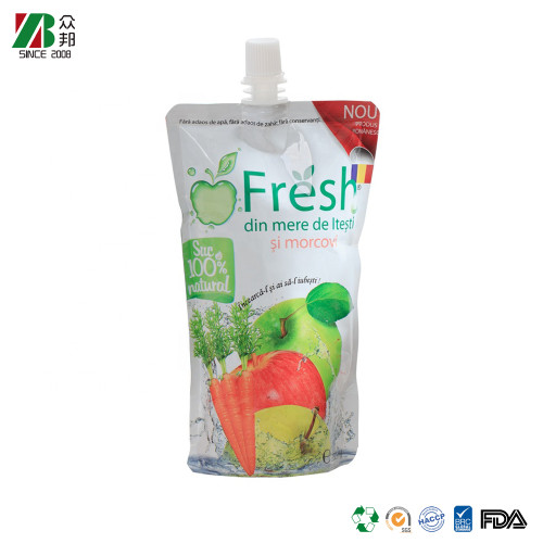 Custom Printed Aluminum Foil Stand Up Shaped Juice Drink Jelly Packaging Spout Pouch With Spout