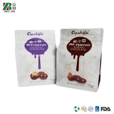 Custom Printing Matt Finish Square Bottom Oatmeal Powder Coffee Chocolate Candy Box Bottom Plastic Packaging Bag