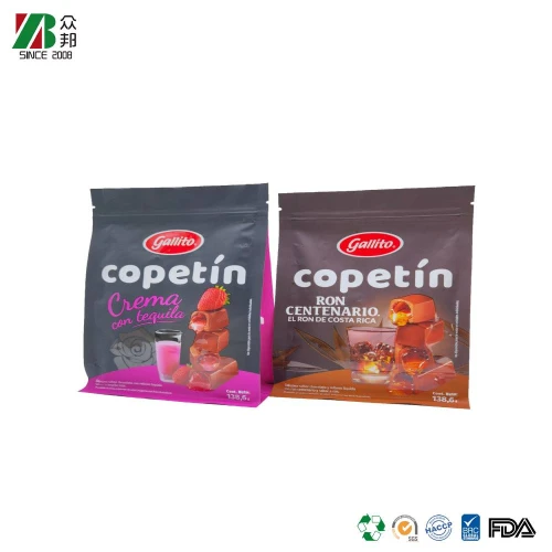 Custom Printing Matt Finish Square Bottom Oatmeal Powder Coffee Chocolate Candy Box Bottom Plastic Packaging Bag