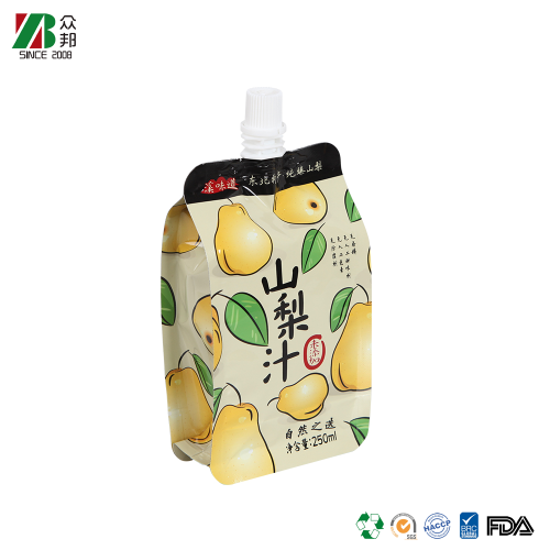 Custom Printing Clear Reusable Corner Aluminum Foil Stand Up Refill Squeeze Baby Soy Milk Juice Drink Pouch with Spout