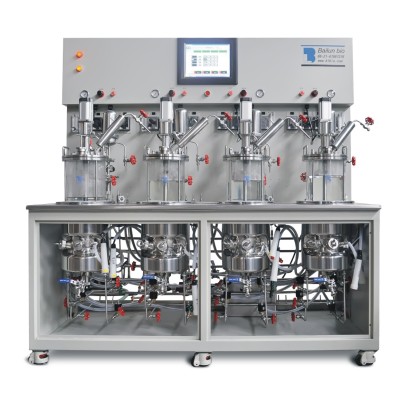 Quadruple glass bioreactor(off-site sterilization) 2 gallon glass fermenter