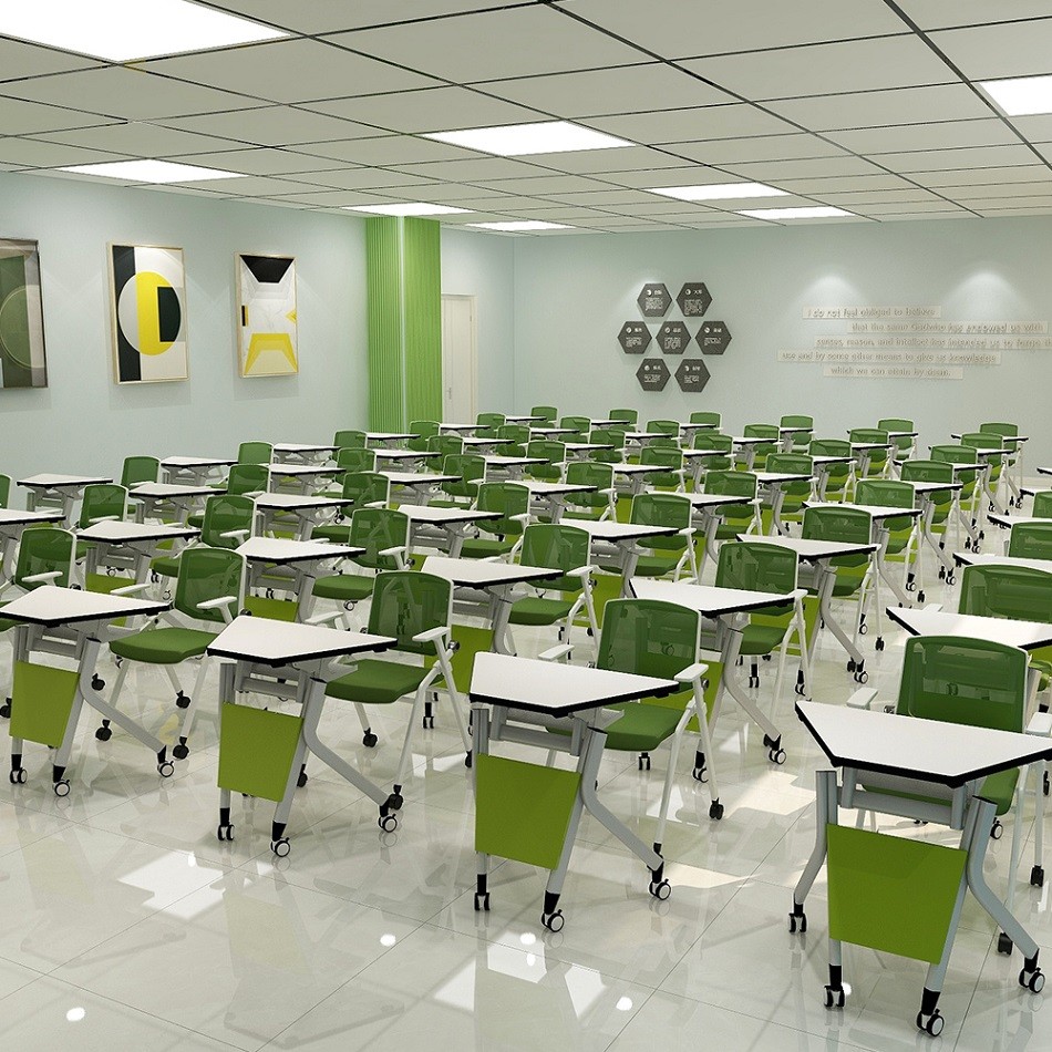 كيف يتم اختيار لون مكاتب التدريب والكراسي في حجرة الدراسة بالمدرسة؟