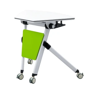 Customizable Movable flip top table folding training table with wheels steel legs foldable desk for office conference meeting room
