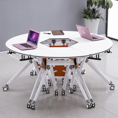Customizable School training tables folding tables desk with wheels folding smart classroom fan-shaped table