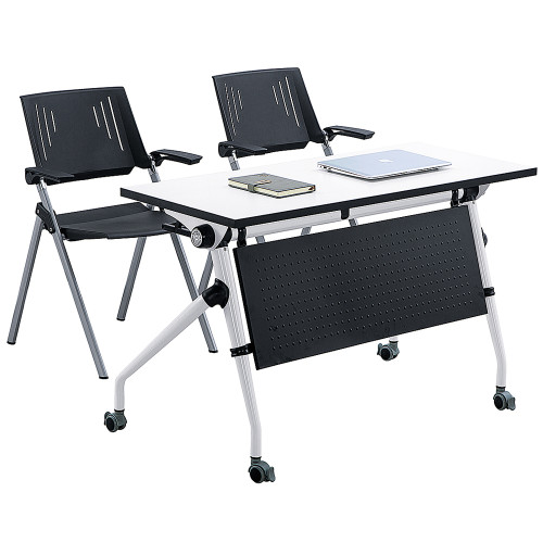 Chaise de formation scolaire en plastique personnalisable noire avec tableau d'écriture pliant pour salle de classe intelligente et salle de réunion dos respirant