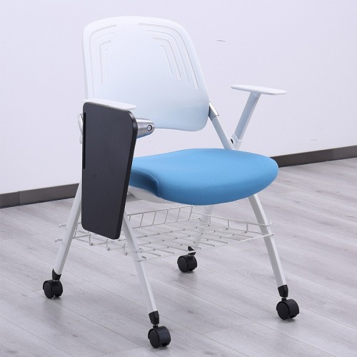 Chaise de salle de formation pliante pour étudiant en gros avec tablette d'écriture à rabat chaise de tablette empilable en classe avec roues
