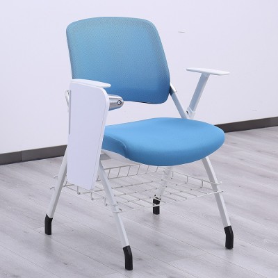 Wholesale School student folding training room chair with flip writing pad board classroom stackable tablet chair with wheels