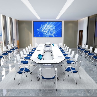 Customizable Training conference chairs office meeting room folding training stackable chair with casters