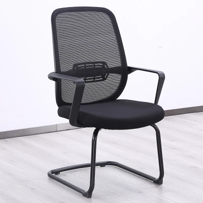Wholesale Office Bow Chair Black Mesh Ergonomic Metal Bow Leg Office Conference Chair for Meeting Room