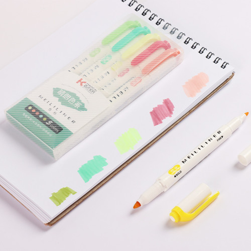 Pastel Highlighter Pens Fuorescent Colored Marker Manufacturer | Wholesale OEM Custom | Double End Pen