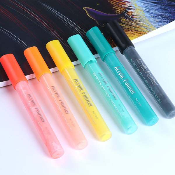 Plumas de pintura acrílica Fabricante de marcadores de 12 colores | Logotipo de personalización | Dibujo de marcador de pintura permanente transparente personalizado