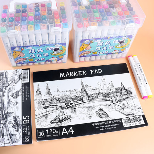 Marker Pads Chotune Bleedproof Marker Paper Pad A4 Glue-Bound 100% Cotton, White, Ideal for Use with Markers and Ink Mediums