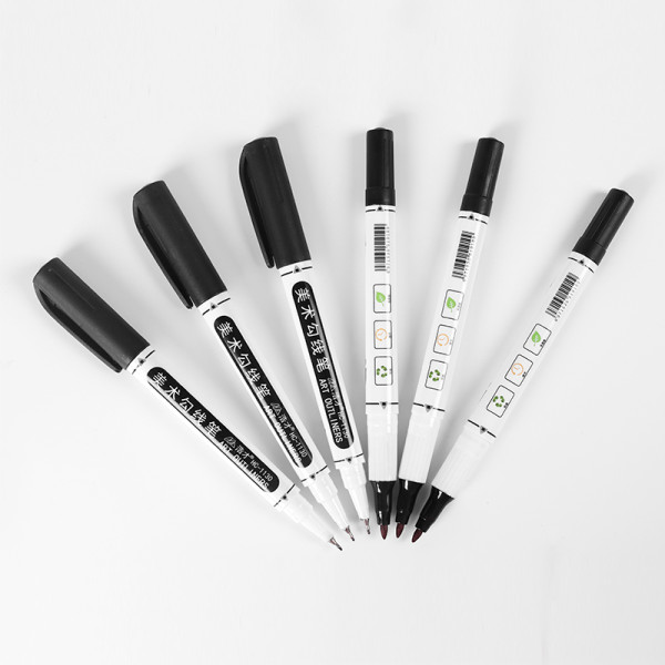Fineliners de dessin d'art en gros Chotune Dual Tips Technical Pen Brush Fine Tip Black Marker for Art Drawing