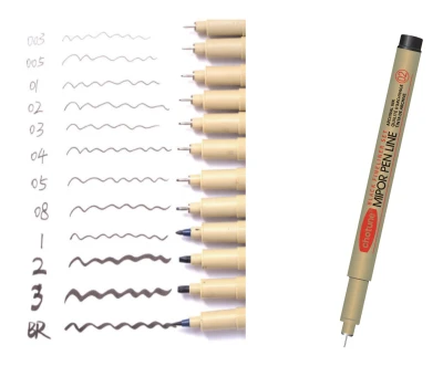 Stylos à encre Fineliner ｜12 stylos à dessin à pointe fine Multiliner de précision de taille｜Stylos Fineliner à pointe unique