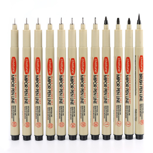 Pen Fineliner Ink Pens ｜12 Size Precision Multiliner Fine Point Drawing Pens｜Single Tip Fineliner Pens