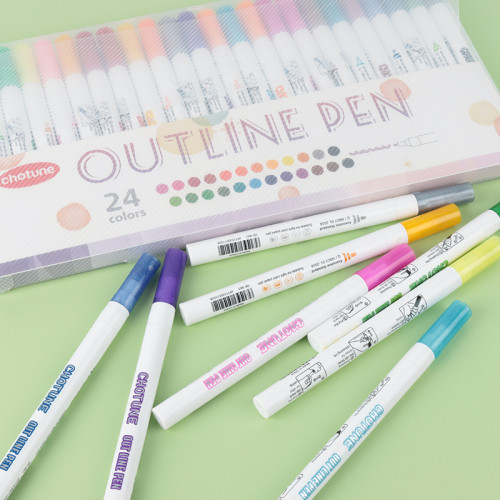 Outliner Pen Markers 8 Colors White Self-outline Draw Pen Manufacturer | Chotune OEM Customer Logo