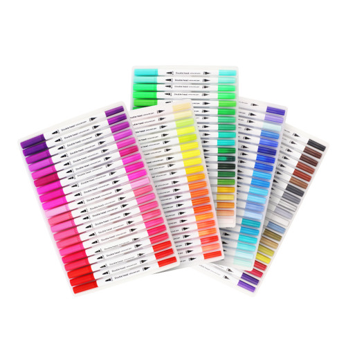 Wholesale Double Tip Watercolor Pens 80 Colors Manufacturer White Brush Watercolor Drawing Art  Pen Custom